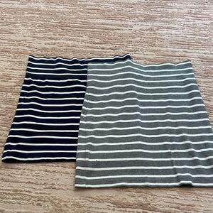 Forever 21 Striped Mini Skirts - Navy & Gray with White Stripes Size Large